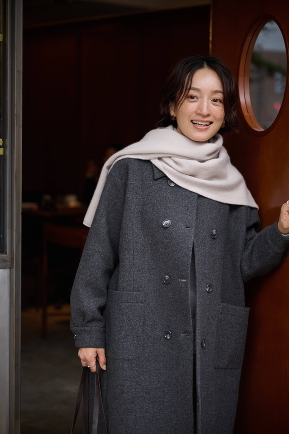 ★即納★知的で大人雰囲気に　ウールコート ロングコート ダブルボタンコート ダークグレー　231208-2 5枚目の画像