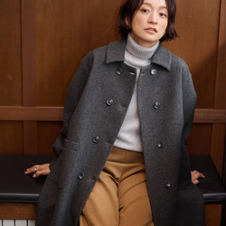★即納★知的で大人雰囲気に　ウールコート ロングコート ダブルボタンコート ダークグレー　231208-2 12枚目の画像