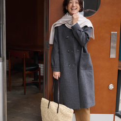 ★即納★知的で大人雰囲気に　ウールコート ロングコート ダブルボタンコート ダークグレー　231208-2 1枚目の画像