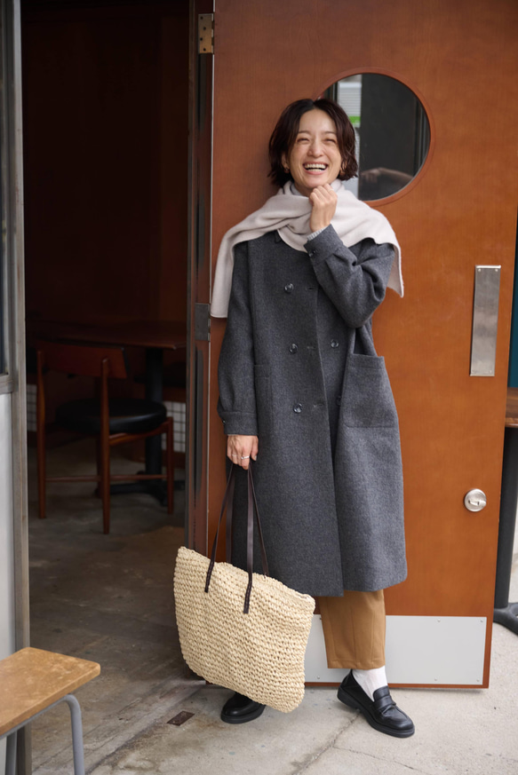 ★即納★知的で大人雰囲気に　ウールコート ロングコート ダブルボタンコート ダークグレー　231208-2 1枚目の画像