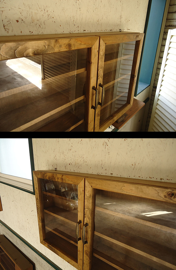 ［サイズオーダー可］-vintageroots-32壁掛けコレクションケース＜無垢材 オーダー家具 シェルフ > 9枚目の画像