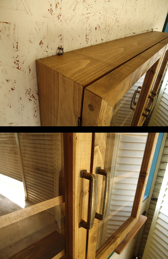 ［サイズオーダー可］-vintageroots-32壁掛けコレクションケース＜無垢材 オーダー家具 シェルフ > 4枚目の画像