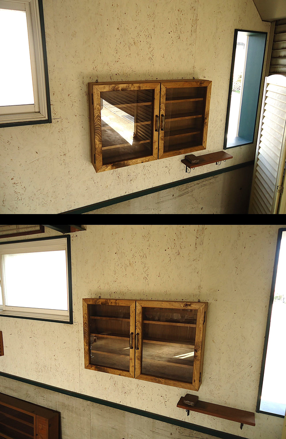 ［サイズオーダー可］-vintageroots-32壁掛けコレクションケース＜無垢材 オーダー家具 シェルフ > 7枚目の画像