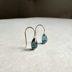 【人気ピアス】ロンドンブルートパーズ ドロップピアス  14KGF /金具変更可  アレルギー対応 5枚目の画像