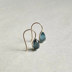 【人気ピアス】ロンドンブルートパーズ ドロップピアス  14KGF /金具変更可  アレルギー対応 2枚目の画像