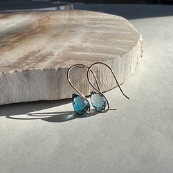 【人気ピアス】ロンドンブルートパーズ ドロップピアス  14KGF /金具変更可  アレルギー対応 4枚目の画像