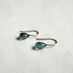 【人気ピアス】ロンドンブルートパーズ ドロップピアス  14KGF /金具変更可  アレルギー対応 6枚目の画像