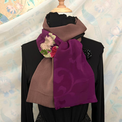 松に梅や菊花　黒留袖ジャケット　透け感カーディガン　絽素材　着物リメイク 黒留袖着物リメイク/菊満開のモモンガKIMONO羽織/ショールにも