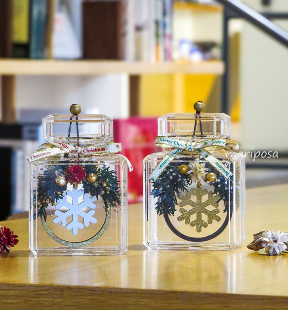 クリスマスオーナメント 赤金・金緑 雪の結晶 クリスマスオーナメント 赤金・金緑 雪の結晶