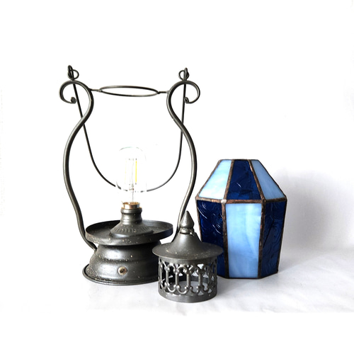 ライト・ランタン Vintage Blue Glass Diamond Lamp Shade 710tFt9xHtL._AC_UF350,
