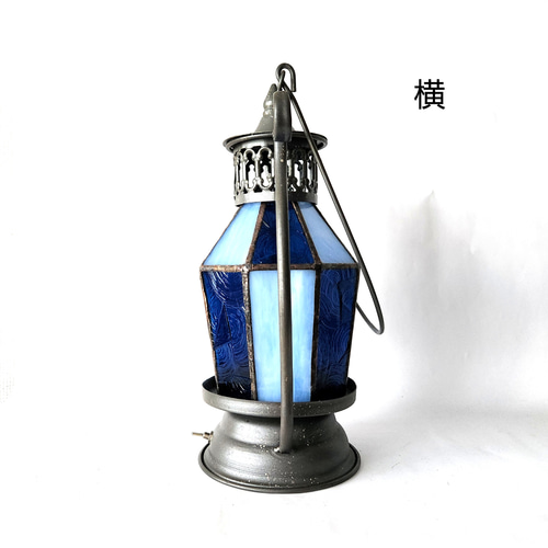 ステンドグラスランプ・魔女の瞳/サーカス・青 アンティーク調・魔法の