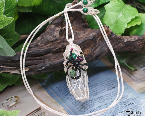 レア☆『レムリアンシードクリスタル』＆『マラカイト』蜘蛛マクラメ編