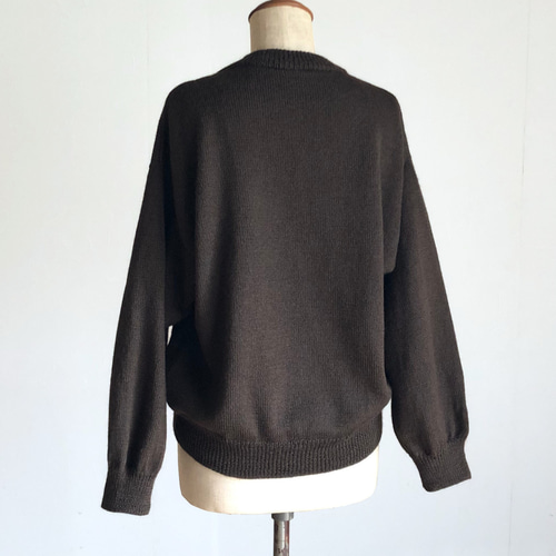 クルーネックセーター ダークブラウン ウール100％ ニット・セーター