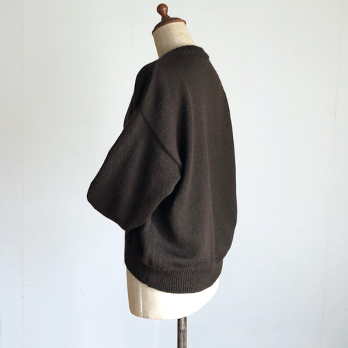 クルーネックセーター ダークブラウン ウール100％ ニット・セーター