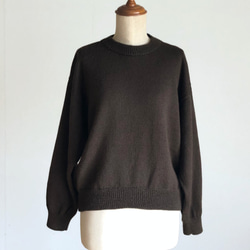 クルーネックセーター ダークブラウン ウール100％ ニット・セーター