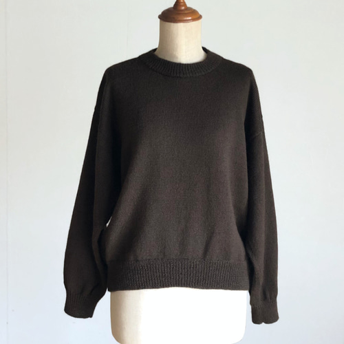 クルーネックセーター ダークブラウン ウール100％ ニット・セーター