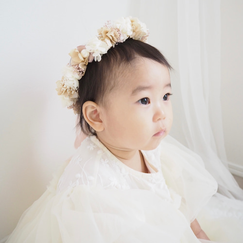 送料無料】ベビー キッズ 花冠 ~pink white~ 花かんむり 結婚式 子供用