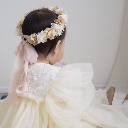 送料無料】ベビー キッズ 花冠 ~pink white~ 花かんむり 結婚式 子供用