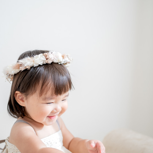 花かんむり　ベビー、キッズ、花嫁、ペット、ドール、結婚式、七五三、ファーストバースデー 送料無料】ベビー キッズ 花冠 ~pinkgold asoort~ 花かんむり 結婚式