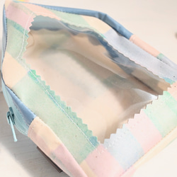 ベビちゃんサイズ夢のマイホーム　（ほんわか水色ブロックチェック柄ぬいぐるみ用お家型ポーチ） 12枚目の画像