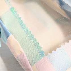 ベビちゃんサイズ夢のマイホーム　（ほんわか水色ブロックチェック柄ぬいぐるみ用お家型ポーチ） 11枚目の画像