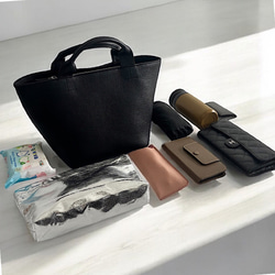 本革ファスナー付きトートバッグ　旅行バッグ　通勤バッグ　お稽古バッグ　Black 10枚目の画像