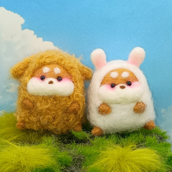 秋焼き芋もぐもぐ柴犬羊毛フェルト