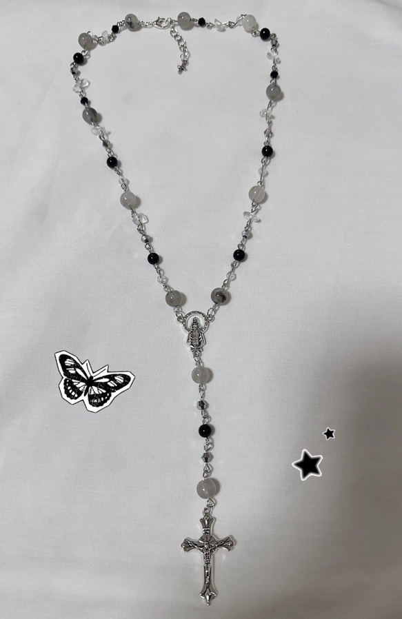 ハンドメイド ビーズネックレス ロザリオ フェアリーグランジ ハンドメイド ビーズネックレス ロザリオ フェアリーグランジ