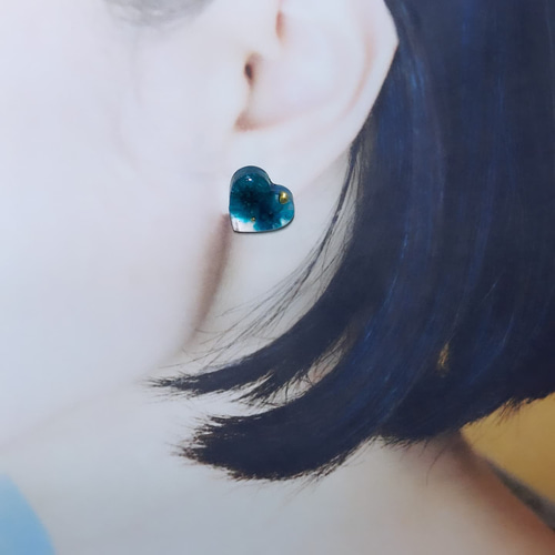 レジンフラワーハートピアス イヤリン 金具変更可能 カジュアル