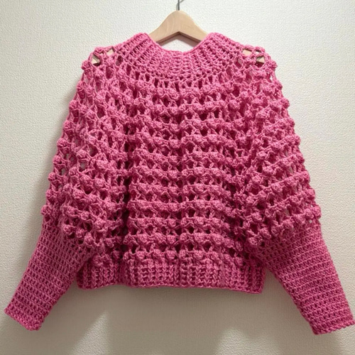 ☆handmade☆手編み ピンクハイネックセーター ニット・セーター ☆handmade☆手編み ピンクハイネックセーター ニット・セーター