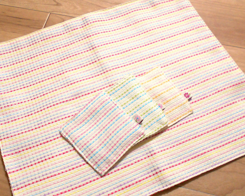 ほっこり　裂織り　ランチョンマットとコースター ほっこり 裂織り ランチョンマットとコースター