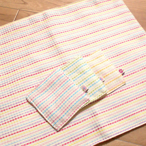 ハンドメイド*ランチョンマット&コースター*刺繍*ボーダーカラー