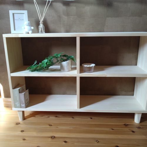 赤松集成材 ☆大人気☆北欧風足付きスタッキングシェルフ 子供本棚