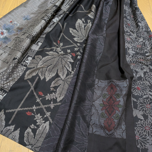 SOLD 着物リメイク ギャザースカート 大島紬 M〜L ロングスカート  