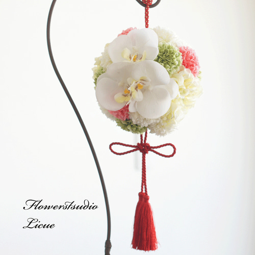 お子様用】蝶蘭の和風のボールブーケ（ピンク）♡直径12㎝ 七歳の