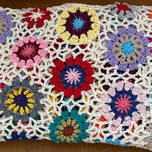 グラニースクエア ブランケット かぎ針編み 大判 カーペット・絨毯