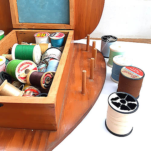 1920年代　ハート型　アメリカ　ソーイングボックス　裁縫箱