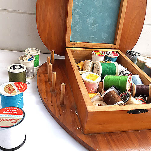 1920年代　ハート型　アメリカ　ソーイングボックス　裁縫箱