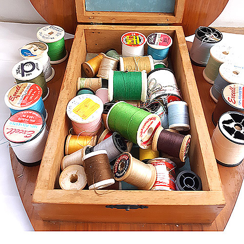 1920年代　ハート型　アメリカ　ソーイングボックス　裁縫箱