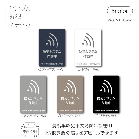 【シンプル防犯ステッカー・ディープブルーVer.】セキュリティステッカー／防犯カメラステッカー 3枚目の画像