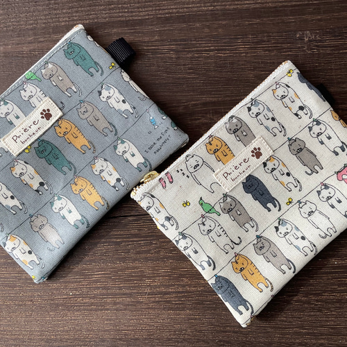 アニマル柄×ジャガード/刺繍×ラメニット/フラットポーチ（ポーチ