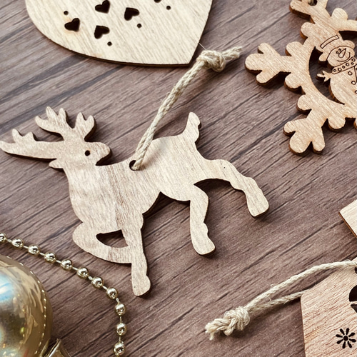 木製 オーナメント10個セット/北欧/ナチュラル/木／クリスマス