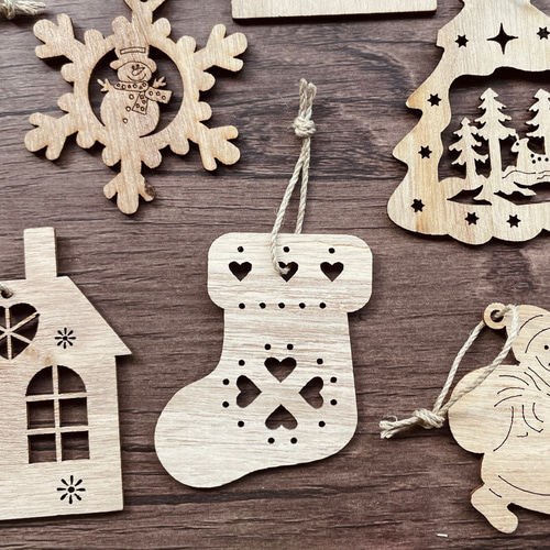 木製 オーナメント10個セット/北欧/ナチュラル/木／クリスマス