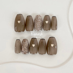 グレージュニュアンス♡ ネイルチップ ネイルチップ（つけ爪） Runash