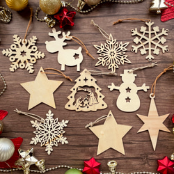 木製 オーナメント10個セット/北欧/ナチュラル/木／クリスマス