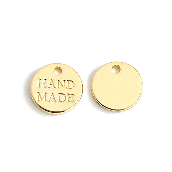 ejp671 [10個裝] 手工字母吊墜，約8毫米，圓形，高品質黃銅吊墜，標籤吊墜 第4張的照片