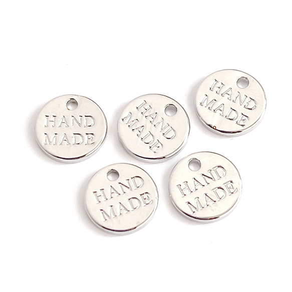 ejp671 [10個裝] 手工字母吊墜，約8毫米，圓形，高品質黃銅吊墜，標籤吊墜 第7張的照片