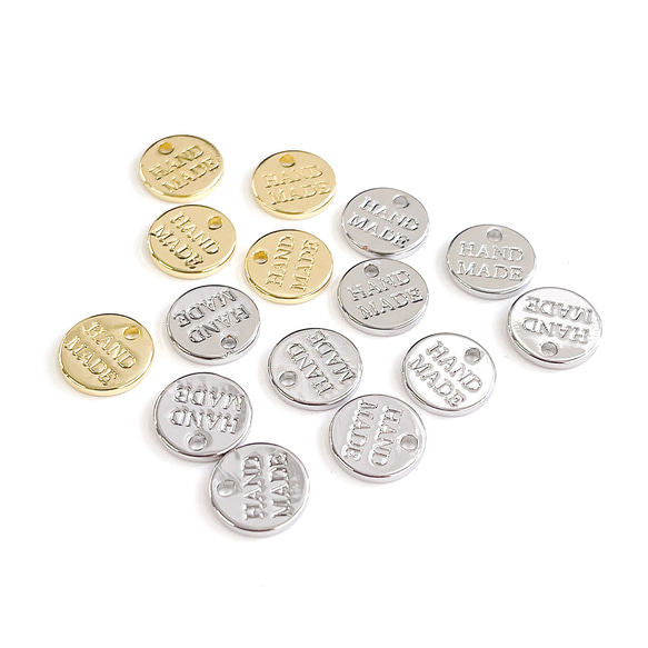 ejp671 [10個裝] 手工字母吊墜，約8毫米，圓形，高品質黃銅吊墜，標籤吊墜 第1張的照片