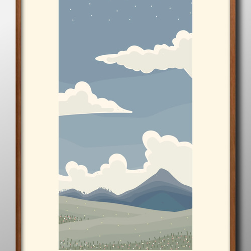 11758□ポスター アート 絵画『モダン 雲 空 風景』北欧 A3 イラスト