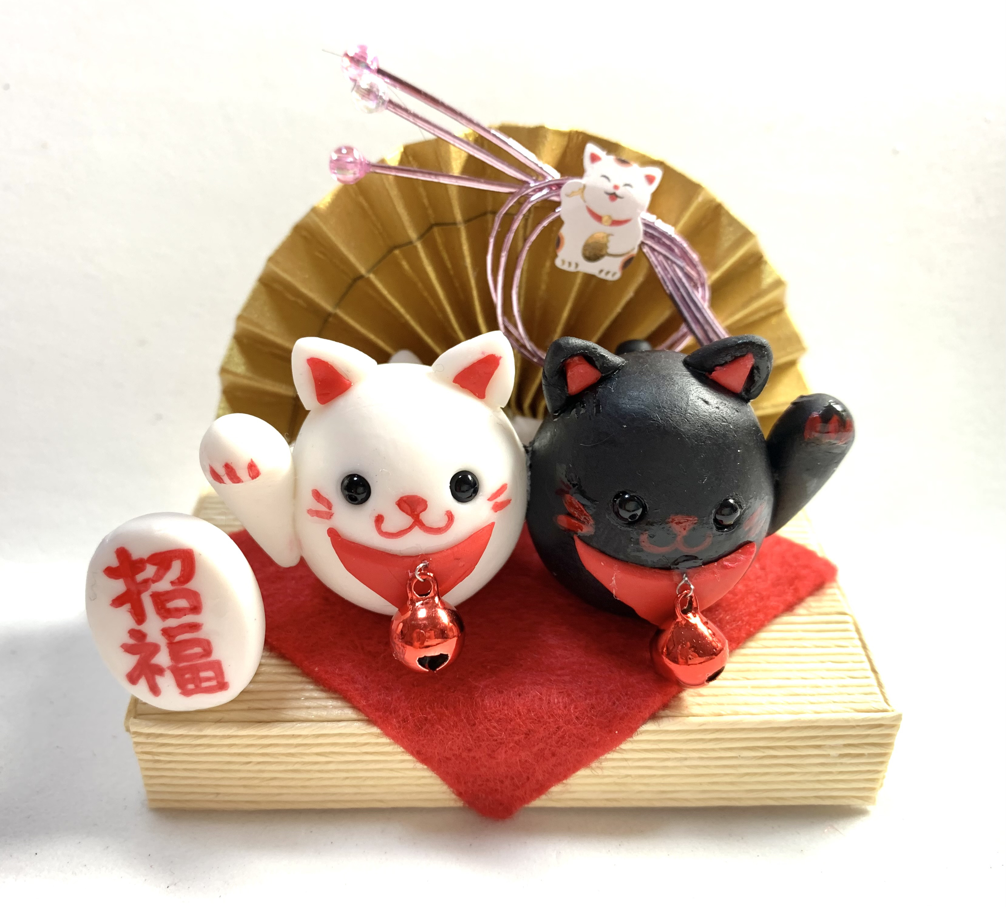 ☆白黒招き猫ちゃん 樹脂粘土 うけ